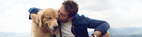 Photo of man and dog